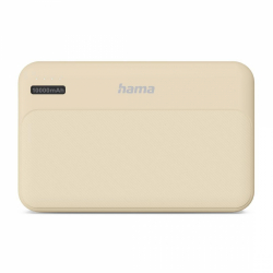 HAMA Външна батерия "Pocket 10", 10000 mAh, Изходи: 2x USB-A, бежов