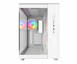 Montech кутия KING 65 Pro, Dual Chamber Mid-tower Case, 3 ARGB Fans, White