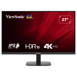 Монитор ViewSonic VA2708-4K-HD, 27", SuperClear IPS LED panel, 16:9, 4K UHD 3840x2160, 250cd/m2, 1200:1, 4ms, 60Hz, HDR 10, sRGB, Flicker-Free, Low Blue Light, 2x HDMI, DP, Audio Out, DC Socket, Tilt, VESA 75, Black