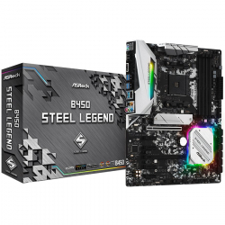 ASROCK Main Board Desktop B450 STEEL LEGEND (AM4, 4xDDR4, HDMI/DP ,2xPCIe x16,4xPCIe x1, 2xM.2, 6 SATA3, USB 3.1,Type-C 1xCOM Port Header, 1 x PS/2) ATX retail ASROCK Main Board Desktop B450 STEEL LEGEND (AM4, 4xDDR4, HDMI/DP ,2xPCIe x16,4xPCIe x1, 2xM.2, 6 SATA3, USB 3.1,Type-C 1xCOM Port Header, 1 x PS/2) ATX retail