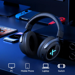 MCHOSE безжични геймърски слушалки Wireless Gaming Headphones - V9 Pro Steel Black - Bluetooth , 2.4G