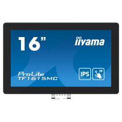 Монитор IIYAMA TF1615MC-B1, 15.6", Open Frame, IPS Panel, 16:9, 1920x1080, 450 cd/m2, 1000:1, 25ms BTB, 10-points Projective Capacitive Touch, Touch through- glass, Foam seal, IP65 (front), VGA, HDMI, DisplayPort, HDCP, DC 12V, OSD key lock, Landscape, Portrait, Face-up, VESA, Black