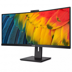 Монитор Philips 34B1U5600CH/00 34 inch VA LCD Panel, Curved 1500R, Anti Glare, 21:9, 3440x1440, 4ms, 100Hz, 350cd/m2, 3000:1, 50M:1, MultiView, PbP, PiP, KVM, Windows Hello Web Cam, HDMI, DisplayPort, USB-C (PD 100W) Docking, HBR3, 4x USB-A, LAN, Tilt, Swivel, HAS, Speakers, VESA 100, Kensington Lock, Black