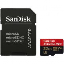 SANDISK Extreme PRO microSDHC 32GB + SD Adapter + RescuePRO Deluxe 100MB/s A1 C10 V30 UHS-I U3