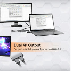 Unitek Адаптер Adapter USB-C M to DisplayPort x 2 F - 8K@@30Hz, MST - V1404A