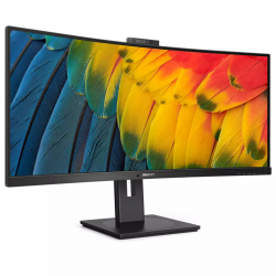 Монитор Philips 34B1U5600CH/00 34 inch VA LCD Panel, Curved 1500R, Anti Glare, 21:9, 3440x1440, 4ms, 100Hz, 350cd/m2, 3000:1, 50M:1, MultiView, PbP, PiP, KVM, Windows Hello Web Cam, HDMI, DisplayPort, USB-C (PD 100W) Docking, HBR3, 4x USB-A, LAN, Tilt, Swivel, HAS, Speakers, VESA 100, Kensington Lock, Black