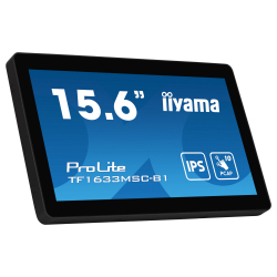 Монитор IIYAMA TF1633MSC-B1, 15.6", Open Frame, IPS panel, 16:9, 1920x1080, 450 cd/m2, 1000:1, 5ms, 10-points PCAP, IP54 Front, OSD key lock, Blue light reducer, Palm rejection, HDMI, DisplayPort, 2x USB, Tilt, Speakers, VESA 100, Black