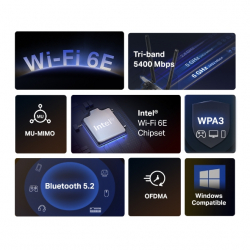 Безжичен Wi-Fi 6E Bluetooth 5.3 PCIe Адаптер Mercusys MA86XE AXE5400