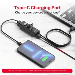 Unitek хъб USB3.0 HUB 4 port, 1.2m cable, aux USB-C power input - Y-3089V01