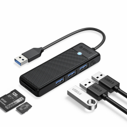 Orico хъб USB3.0 HUB - 3 x USB3.0, SD, TF - PAPW3AT-U3-015-BK                          