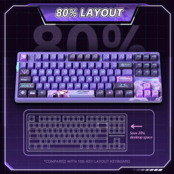 VGN безжична геймърска механична клавиатура Wireless Gaming Mechanical Keyboard - V87 Starry Sky - Dynamic Silver Switches [Linear]
