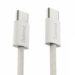 HAMA Кабел за зареждане "Fabric", USB-C - USB-C, 1 m, Nylon, сив                          
