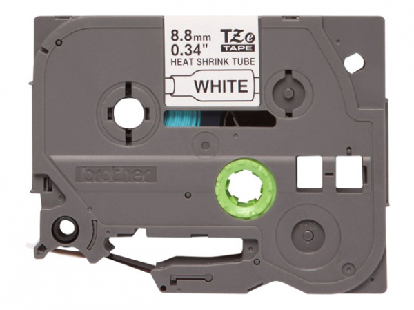 BROTHER HSE221 Label Roll Black on White with heat shrink 8.8mm x 1.5M