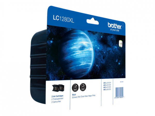 BROTHER LC-1280 ink cartridge black extra high capacity 2x 2.400 pages 1-pack blister without alarm