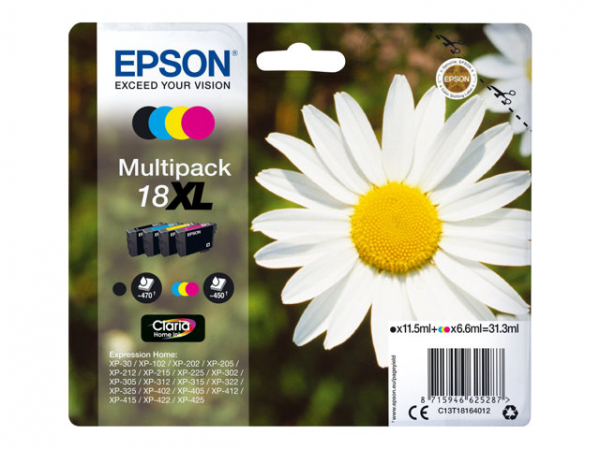 EPSON 3LB 18XL ink cartridge black and tri-colour high capacity 31.3ml 1-pack RF-AM blister multi tag w/s