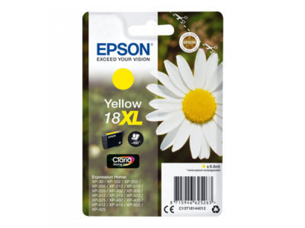 EPSON 3LB 18XL ink cartridge yellow high capacity 6.6ml 450 pages 1-pack RF-AM blister w/s