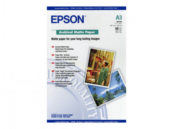 EPSON Matte archival paper inkjet 192g/m2 A3 50 sheets 1-pack EPSON Matte archival paper inkjet 192g/m2 A3 50 sheets 1-pack