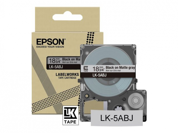 EPSON Matte Tape Grey/Black 18mm 8m LK-5ABJ