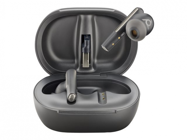 HP Poly Voyager Free 60+ UC Carbon Black Earbuds +BT700 trådlös Bluetooth USB-C Adapter +Touchscreen Charge Case