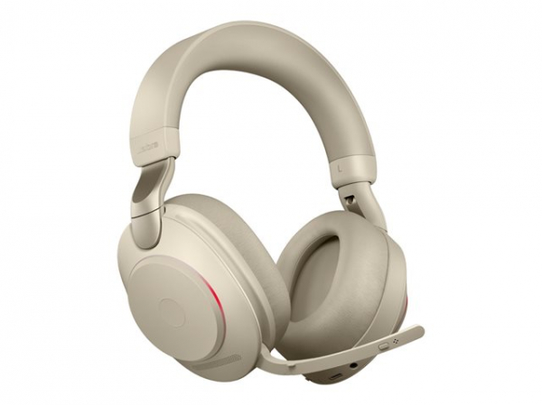 JABRA Evolve2 85 UC Stereo Headset full size Bluetooth wireless wired active noise cancelling 3.5 mm jack noise isolating beige