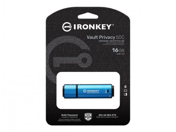KINGSTON 16GB USB-C IronKey Vault Privacy 50C AES-256 Encrypted FIPS 197 KINGSTON 16GB USB-C IronKey Vault Privacy 50C AES-256 Encrypted FIPS 197