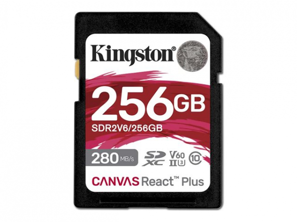 KINGSTON 256GB Canvas React Plus SDXC UHS-II 280R/150W U3 V60 for Full HD/4K