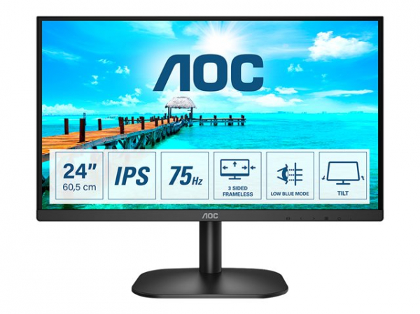 Монитор AOC 24B2XD 23.8inch IPS FHD 1920x1080 16:9 250nits 75Hz 1000:1 4ms VGA DVI Black Cable included