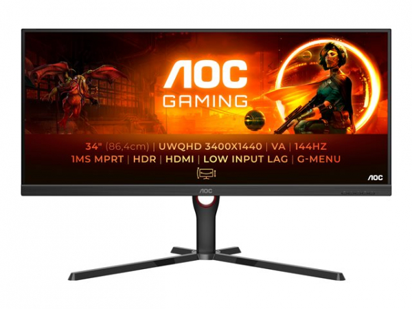 Монитор AOC U34G3XM/EU 34inch 3440x1440 VA Flat HAS 130mm DP 2xHDMI Brightness 300cd/m2