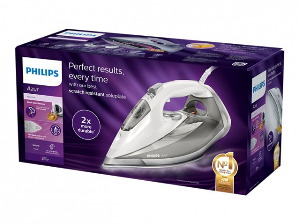 Philips Steam iron Azur, 50 g/min continuous steam, 220 g steam boost, SteamGlide Elite soleplate
