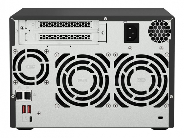 QNAP 6-bay NAS AMD Ryzen Embedded V1500B 2.2GHz 8GB 6xSATA 6Gb/s bays 2xM.2 NVMe PCIe Gen3 SSD slots 2x2.5GbE LAN optional 10GbE