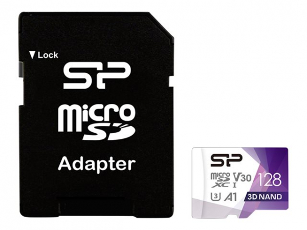 SILICON POWER memory card Micro SDXC 128GB UHS-I U3 V30 +adapter up to 100MB/s