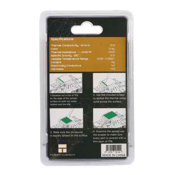 Thermalright термо паста Thermal compound - TF8 2g - 13.8 W/mK Thermalright термо паста Thermal compound - TF8 2g - 13.8 W/mK