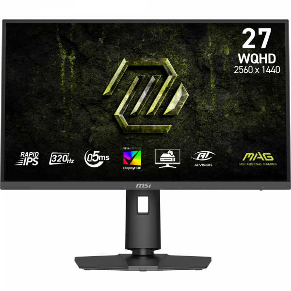 Монитор MSI MAG 274QPF X32 Gaming, 27", 0.5ms, 320Hz Rapid IPS, 2560x1440, G-SYNC, AMD FreeSync Premium, AI Vision, Console Mode, HDR400, 300nits AG, 1.07B, 1000:1, 100M:1, DP(1.4a), 2xHDMI(2.1), Headphone out, Pivot, Heigh Adj., VESA 100, Black, 6.7kg