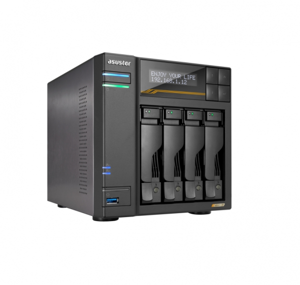 Asustor Lockerstor 4 Gen3 AS6804T 4 Bay NAS, AMD Ryzen Embedded Quad-Core 2.3GHz (burst up to 3.8GHz), Dual USB 4 Ports, Dual 10GbE Ports, Dual 5GbE Ports, 16G ECC RAM DDR5 (Max. 64GB) 4x M.2 SSD Slots (Diskless), 2 x Type C, Black Asustor Lockerstor 4 Gen3 AS6804T 4 Bay NAS, AMD Ryzen Embedded Quad-Core 2.3GHz (burst up to 3.8GHz), Dual USB 4 Ports, Dual 10GbE Ports, Dual 5GbE Ports, 16G ECC RAM DDR5 (Max. 64GB) 4x M.2 SSD Slots (Diskless), 2 x Type C, Black