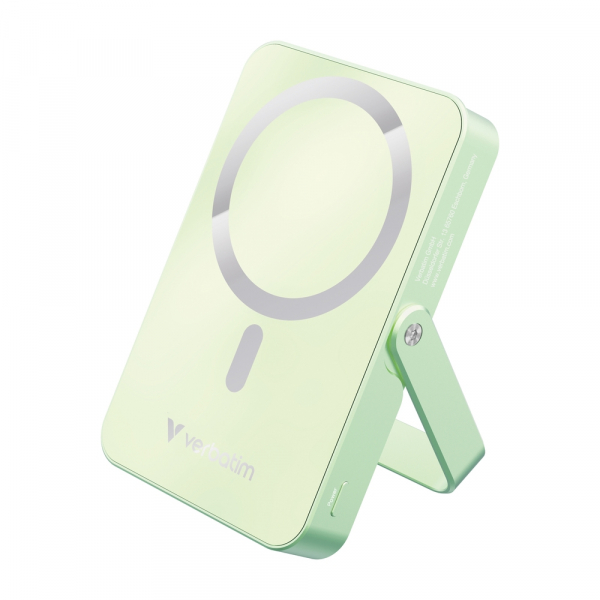 Verbatim Charge "n" Go Power Bank with Stand Magnetic Wireless 10000mAh Green Verbatim Charge "n" Go Power Bank with Stand Magnetic Wireless 10000mAh Green