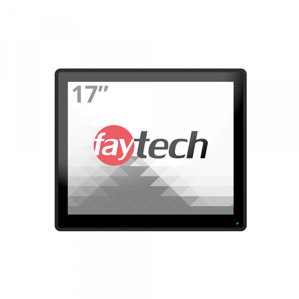 Монитор Faytech 4010077708 FT17TMCAPOB, 17", Optically bonded, 10-Finger-Multi Touch Capacitive, 5:4, 1280 x 1024, 250cd/m2, 1000:1, AG, 7H, VGA, HDMI, DP, USB-B, PC-Audio, 12V DC-In, IP 65 front / IP40 back, Speakers, 24/7, VESA, 6 x Clamp support, Black