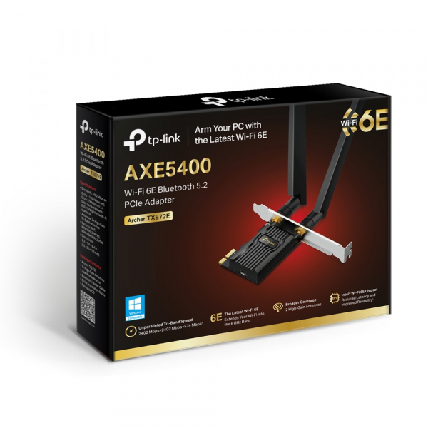 Безжичен PCIe адаптер TP-Link Archer TXE72E AXE5400 Wi-Fi 6E